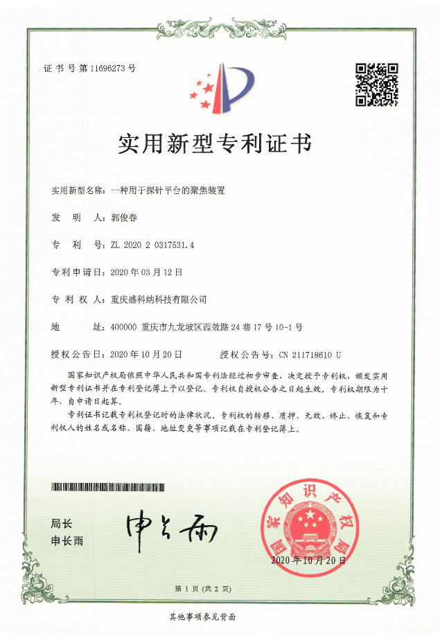 實(shí)用新型專利證書11696273